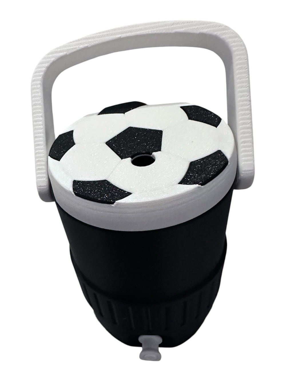 Black & White Soccer-Themed Drink koozie with Handle